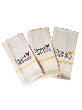 Kitchen Towels w/Chicken Theme Bundle 3 Cotton Homespun Towels